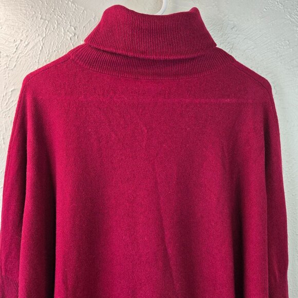 Garnet Hill Turtleneck Sweater Wool Cashmere S Burgundy Red Oversized Tunic Top - Picture 9 of 13